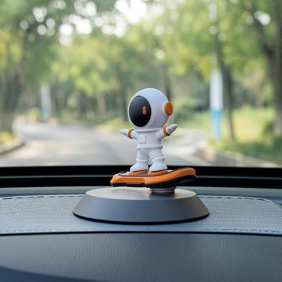 Yousheng Obrotowa Ozdoba na Deskę Rozdzielczą Astronauta 2 w 1 Luminous Cyfrowa Tablica z Numerem Parkingowym z Antypoślizgową Podstawą Akcesoria do Wnętrza Samochodu dla Wszystkich