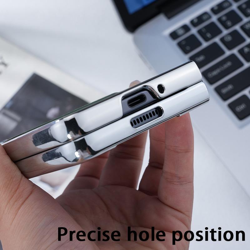 Für Samsung Galaxy Z Fold 7 6 5 4 3 Schafleder Plattierung PC Einfaches Leder Unsichtbare Magnetische Faltbare Handyhülle