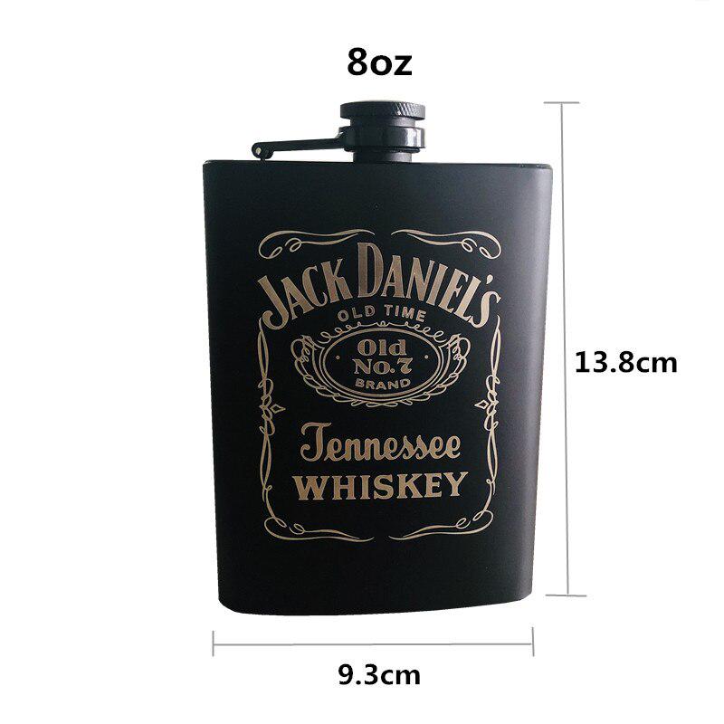8oz 304 Stainless Steel Whisky Bottle Vodkal Hip Flask Black Body Alcohol Liquor Pocket Flagon