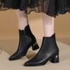 Huiliya French Small Short Boots Spring and Autumn and Ankle Boots New Thick Heel Single Shoes Spring Medium Heel High Heel Bare Boots S918-2