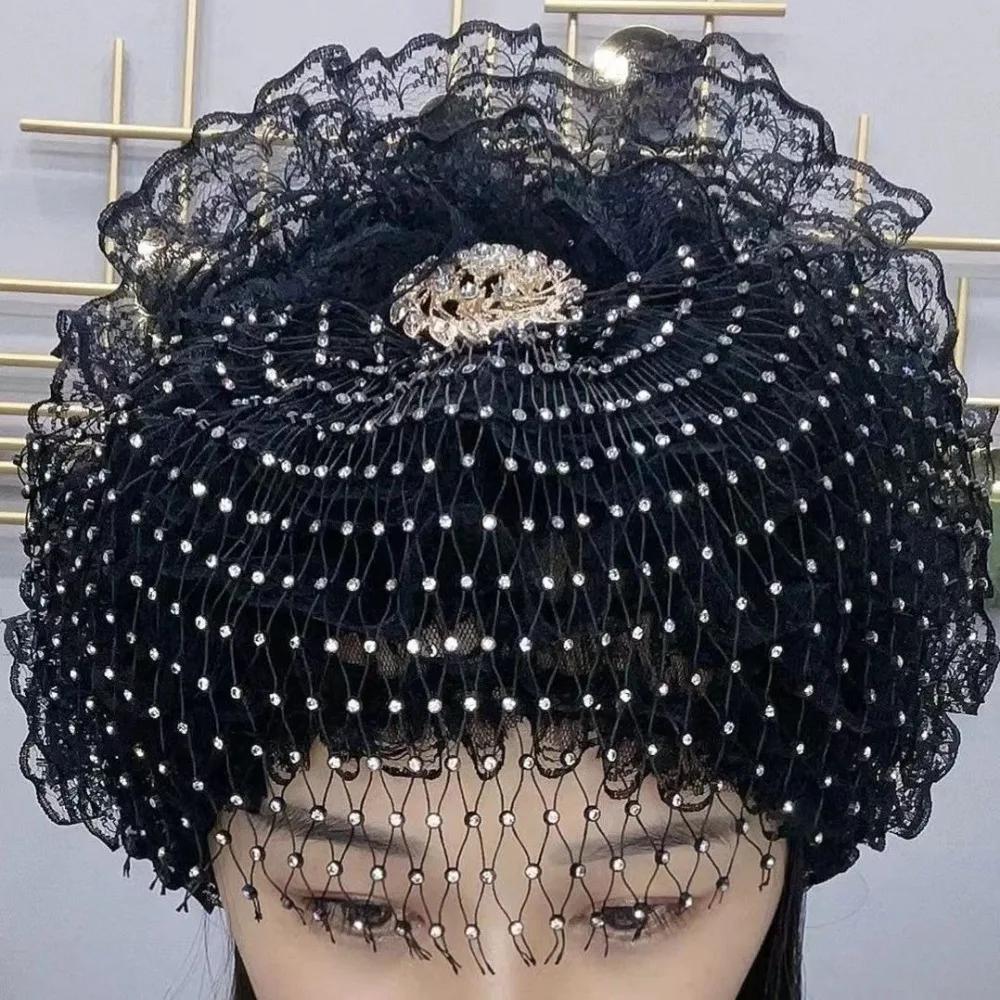 New Flower Embroidery Bonnet Hat Elastic Full Cover Headwear Cover White Hair Breathable Turban Hat Gift