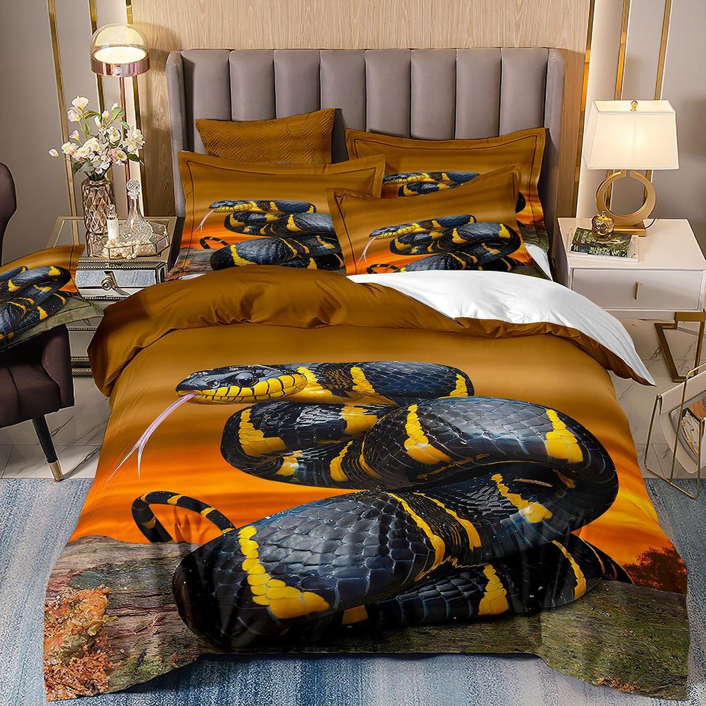 3D Digital Printing Bedding Three-Piece Set Animal Cobra Sheet Duvet Cover