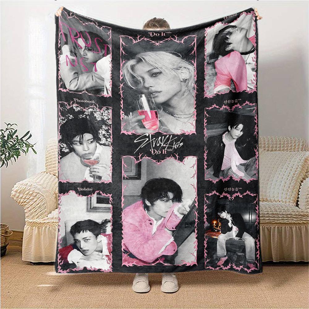 Pink Black Fashion Blanket Soft Throw Blanket For Home Bedroom Bed Sofa Travel Office Solid Christmas Blanket
