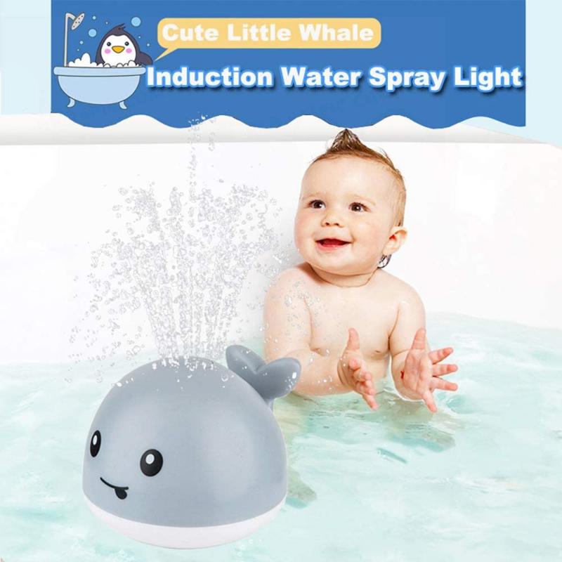 1pc Baby Bath Toys, Whale Induction Squirt Toy LED Light Up Bath Toys, Bathtub Shower Toys for Baby Toddlers Pool Fountain Toy white