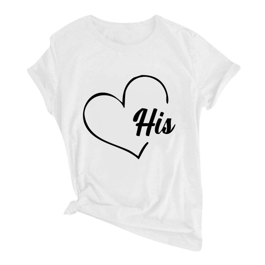 Ladies Casual Round Neck Short Sleeve Pullover Valentine's Day Printed T-Shirt