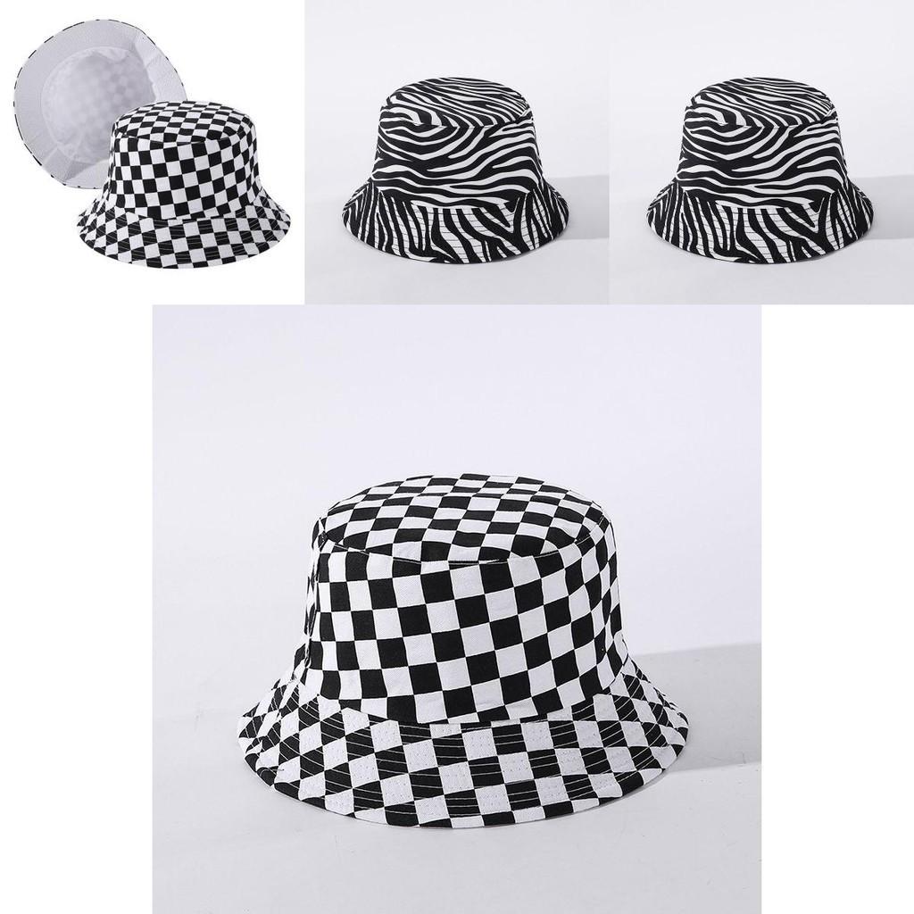 Versatile Black White Print Fisherman Bucket Hat Featuring A Fun Smiley Face Patch For Men And Women