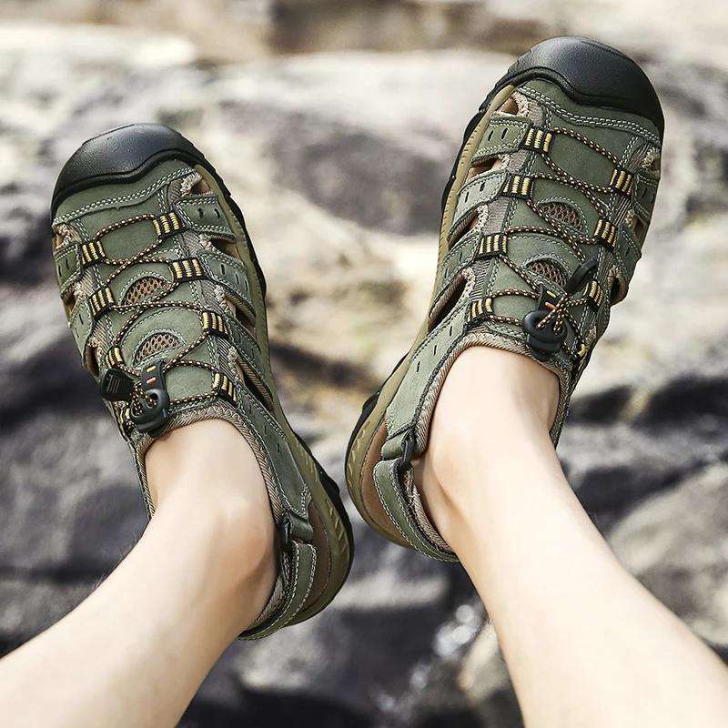 Beach Leather Men Shoes Summer New Non-Slip Large Size Men's Sandals Men Shoes Casual Sandals Slippers Big Size 38-48