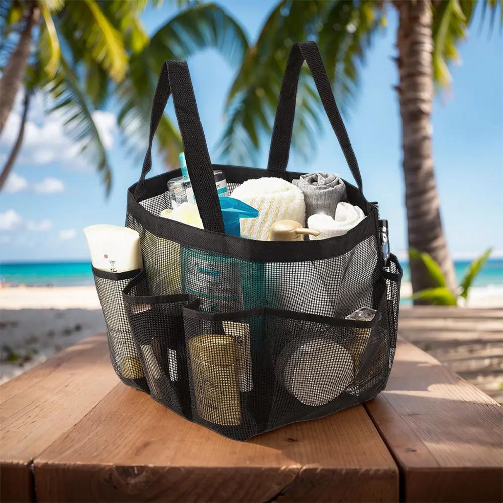 Men's Portable Mesh Shower Caddy Quick Dry Storage Bags Multi-pockets Bath Toiletry Organizer Bags Large Capacity Tote Handbags