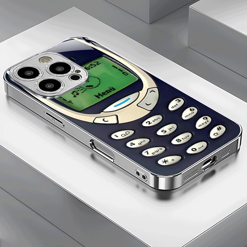 Minimalist Business Electroplated Silvery Vintage Phone Case Suitable for iPhone 16 15 14 13 13 Pro 13 Pro Max 12 11