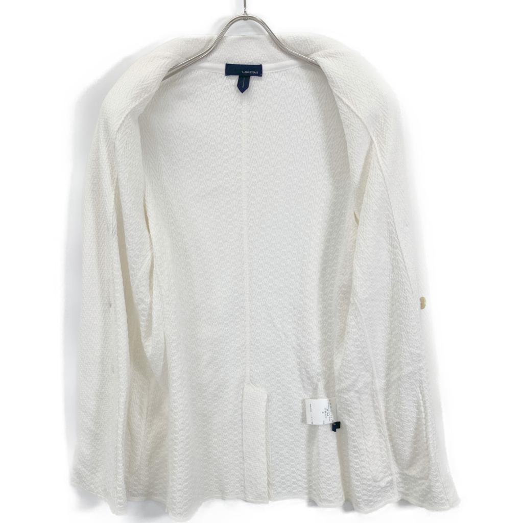 LARDINI JMLJM21 White Cotton Center Vent Double Breasted Knit Tailored Jacket Jacket M whiteUsed
