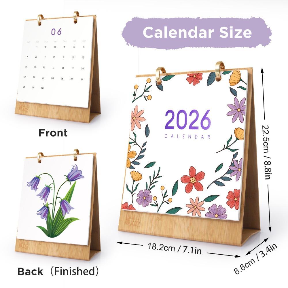 

12 Month Standing Flip Calendar Handmade Table Planner Creative Desk Calendar DIY Style 2