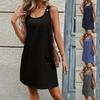 European and American Summer 2025 Casual Sleeveless Round Neck Button Dress