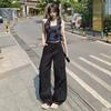 Overalls women's summer high waist 1116 new ins trendy design sense niche retro wide-leg pants slim floor-mopping trousers
