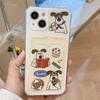 Kreslený psík iPhone puzdro pre 11/12 Pro/Max s držiakom na karty - Motív malého zvieraťa pre ženské používateľky.