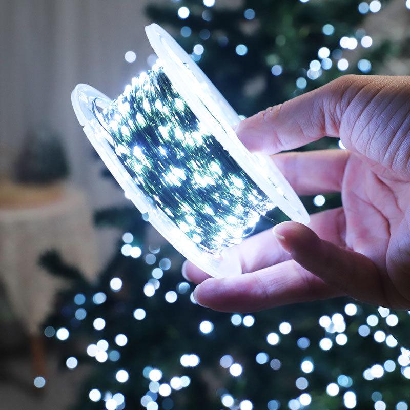 Outdoor Waterproof LED Star Christmas Fairy Lights - Copper Wire, Dark Green
