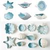 Decorative Tray Coastal Ceramic Trinket Dish Starfish Conch Conch Storage Plate Sea Shells Ceramic Tray Jewelry Key Organizer