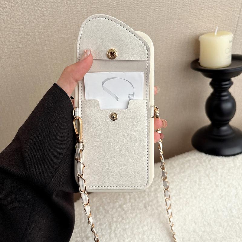 Crossbody Necklace Leather Silicone Phone Case for IPhone 11 12 13 14 15 16 17 Pro Max 16 Plus Wallet Card Holder Slot Cover