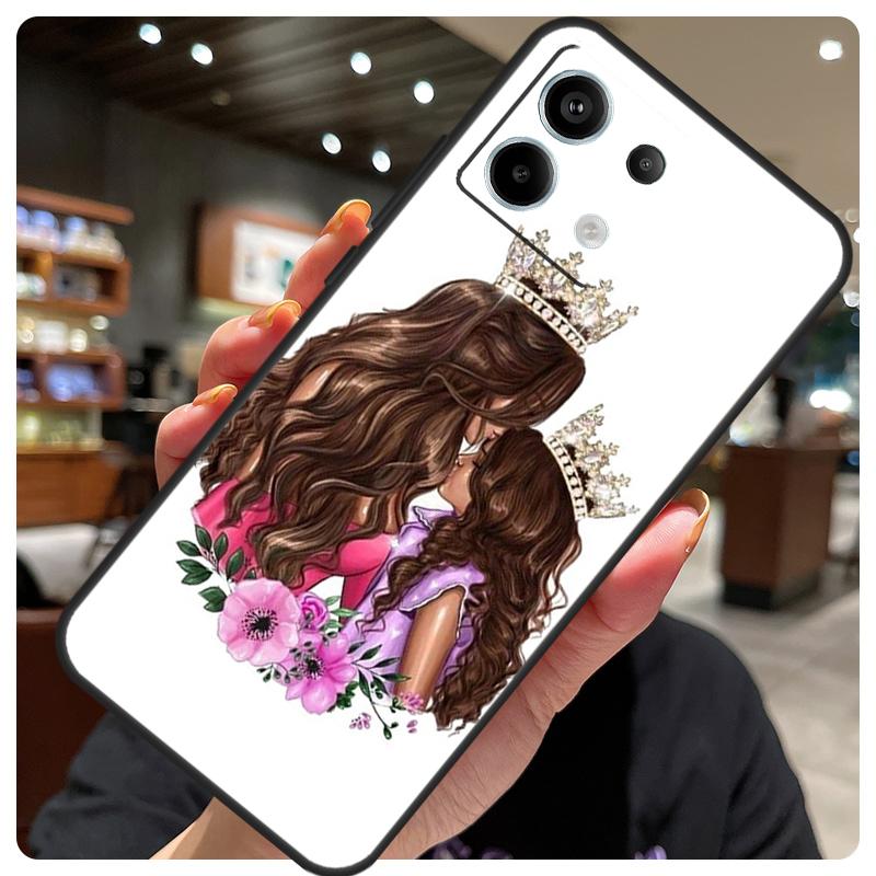 Baby Mother Brown Girl Family Case For Xiaomi Redmi Note 12 9 10 11 13 14 15 Pro Plus Cover For Redmi 13C 12C 10C 14C 15 C