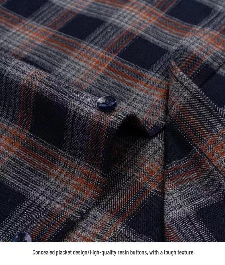 Men's High-End Pure Cotton Plaid Long-Sleeve Casual Shirt