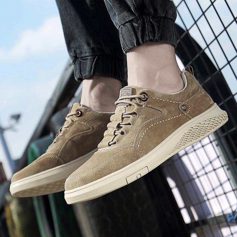 Fashion Male Comfortable Driving Shoe Leather Fashion Skate Shoes Men All-match Men's Walking Shoes Lightweight Men's Vulcanize Flats