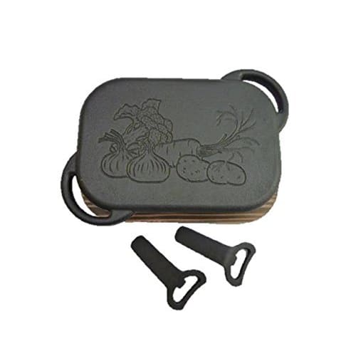 Nanbu Ironware Bake Pan (with Wooden Base and Two Handles)