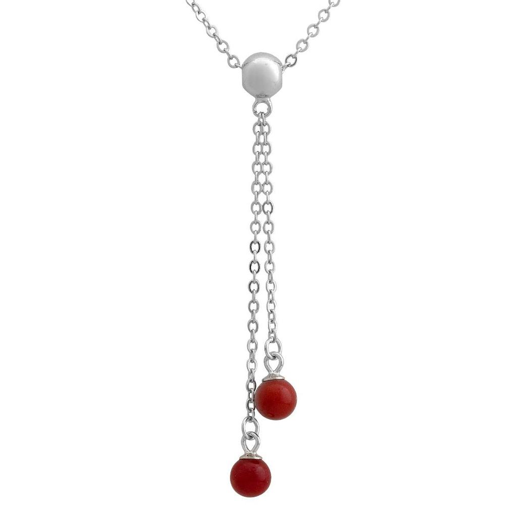 Серебряное колье с кораллом, вес изделия 3,43 гр (2147176)