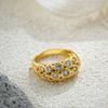 Exquisite Chunky Dome Sparkling Zircon Wedding Ring 18K Gold Plated Polished Anti Allergic Metal CZ Stainless Steel Finger Rings