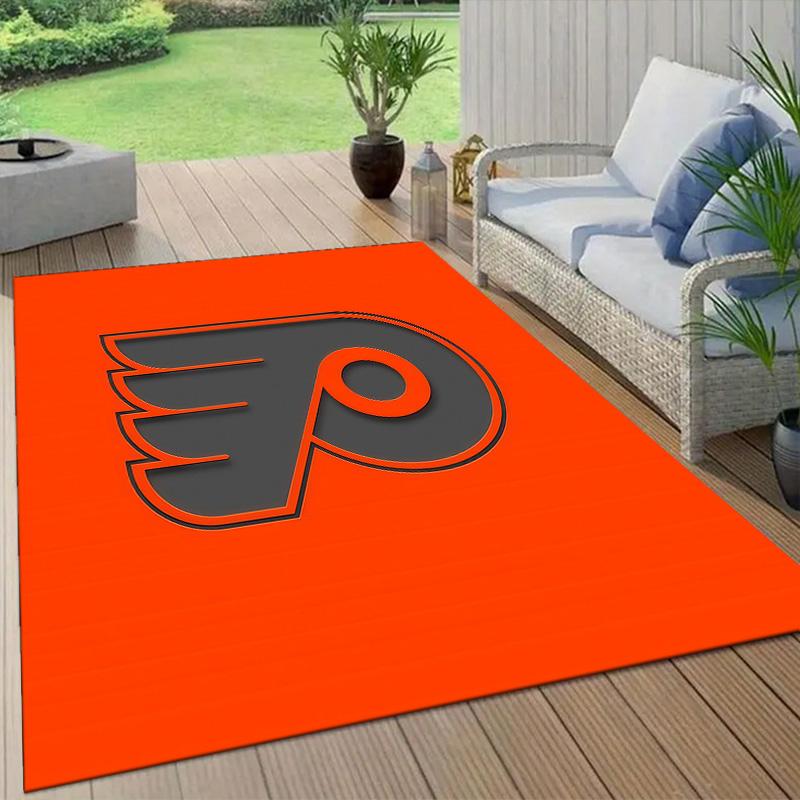 Philadelphia Flyers Flannel Pattern Square Carpet,Area Rug,Carpet Rug for Living Room Bedroom Sofa Playroom Decor,Non-slip Floor Mat