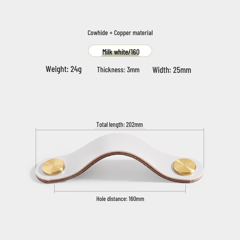 Cross-Border Brass and Leather Cabinet Pull Handle
