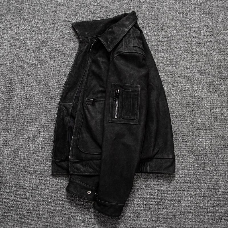 Mehrlagige Matte Weiche Rindsleder Echte Lederjacke für Herren