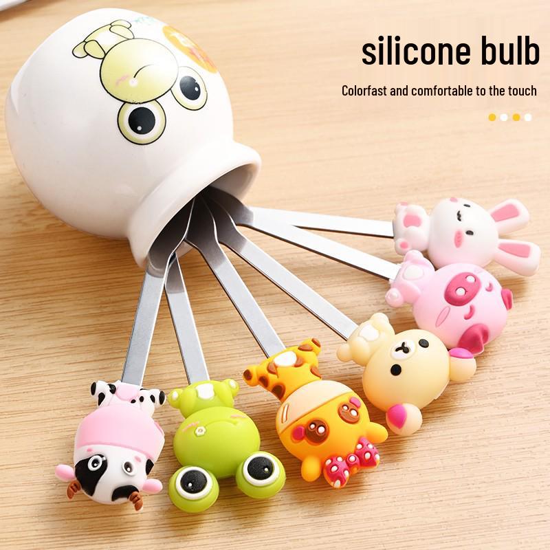 Stainless Steel Children's Fruit Forks - Cute Style Dessert & Cake Forks with Storage Jar for Baby Household Use