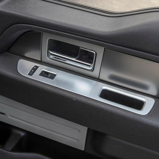 4X Silver Inner Window Lifter Switch Panel Decor Cover for Ford F150 2009-2014