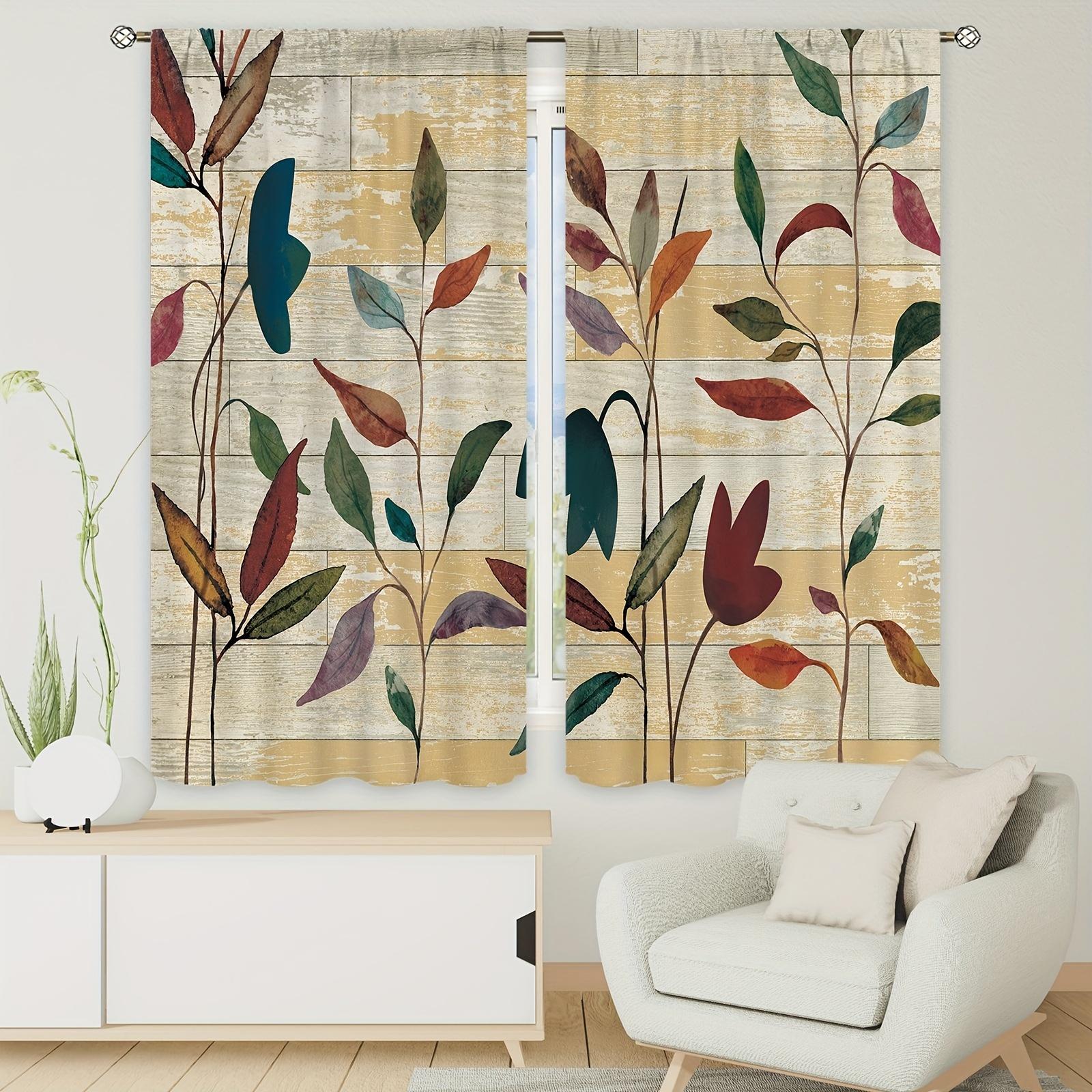 Tropische Pflanzen Grüne Blätter Dünne Vorhänge für Wohnzimmer Schlafzimmer Heimdeko Kundendruck Modern Fenster Vorhänge Jalousien 100W130H(CM)40x51in&Grommet Top