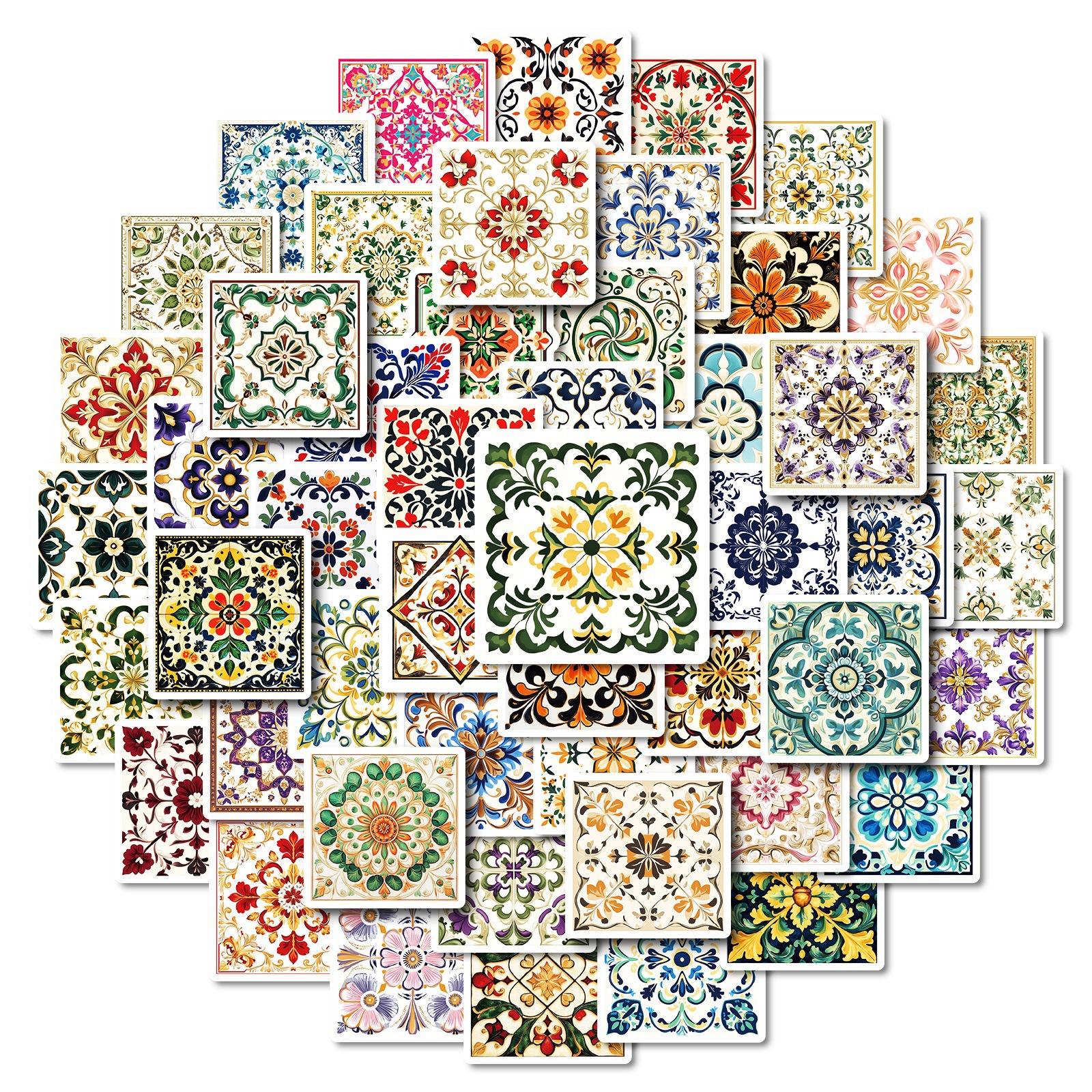 

Водонепроницаемые и самоклеящиеся наклейки нового стиля, 50 штук с нордическим узором, ретро классический дизайн оконной решетки, персонализированные креативные декоративные наклейки