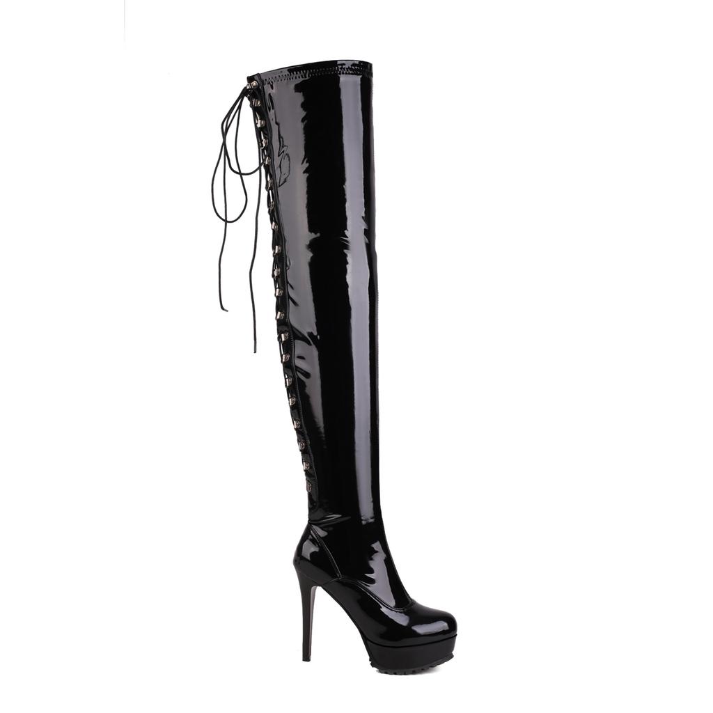 Women's High-heeled Boots, Sexy European and American Style Waterproof Platform, Thin-heeled Large-size Knee Boots.