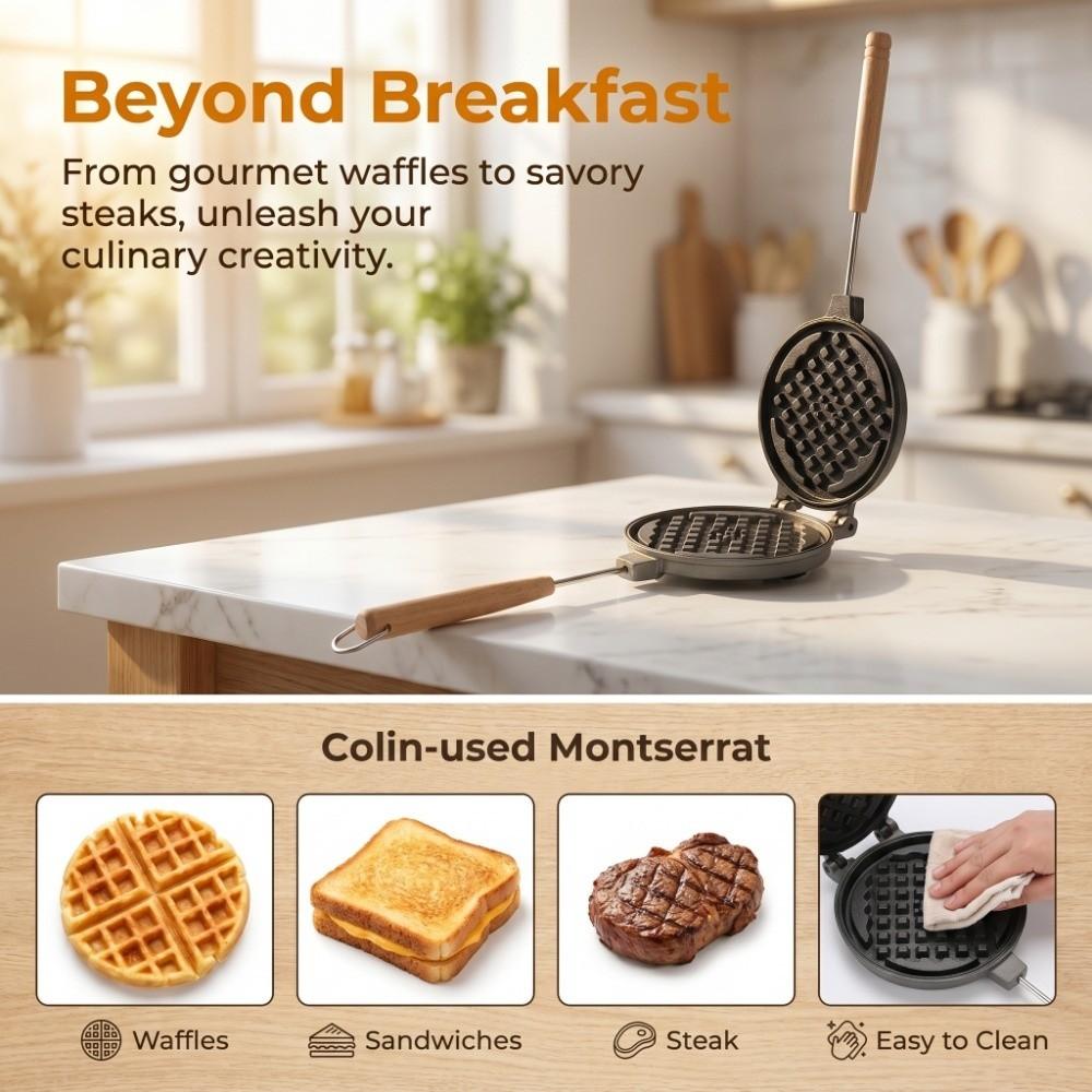 Aluminum Alloy Nonstick Waffle Maker Non Stick Coating Dual Sided Mini Waffle Maker Pattern Removable Handle Waffle Maker Pan