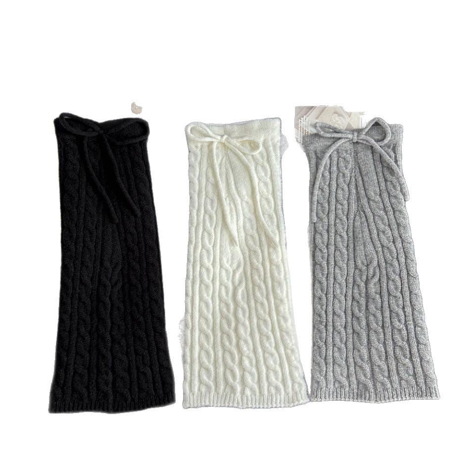 Arctic Velvet Slimming Cable Knit Tie-Up Leg Warmers, Autumn/Winter Stacked Thick Socks