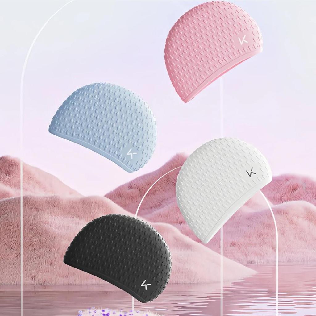 Keep Silicone Swimming Cap, Large Size, Waterproof, Long Hair Specific, Ear Protection, White