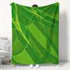 Modern Abstract Fluorescent Green Lines Flannel Blanket, Thickened Warm Sofa Throw for Autumn and Winter, Soft and Skin-friendly Nap Blanket for Bedro