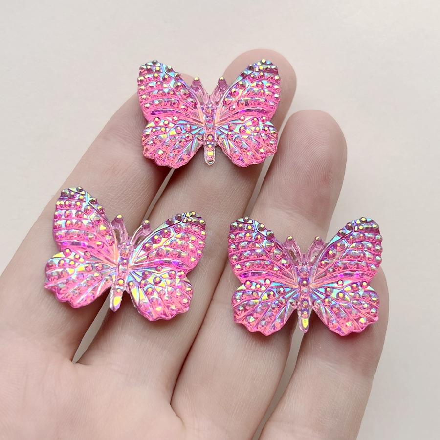 New 30*23mm  AB color Resin Butterfly Rhinestone diy hair accessories Flat back Scrapbook Flat back wedding decoration 10pcs/lot