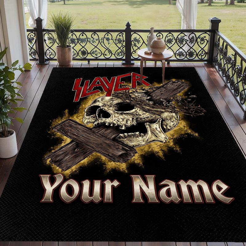 Custom Name Slayer Crystal Velvet Floor Rug Personalized Text Soft Carpet Home Decor