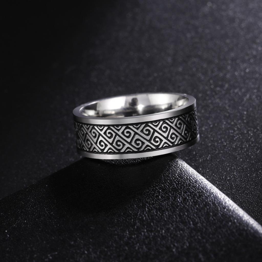 Viking Style Stainless Steel Auspicious Clouds Rings For Men Personalized Dominant Trend Retro Jewelry