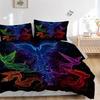 3pcs Multicolored Phoenix Bedding Set, Including 1 Quilt Cover and 2 Pillow Shams, Without Filling, Soft and Comfortable Home Bedroom Fabric, Fas