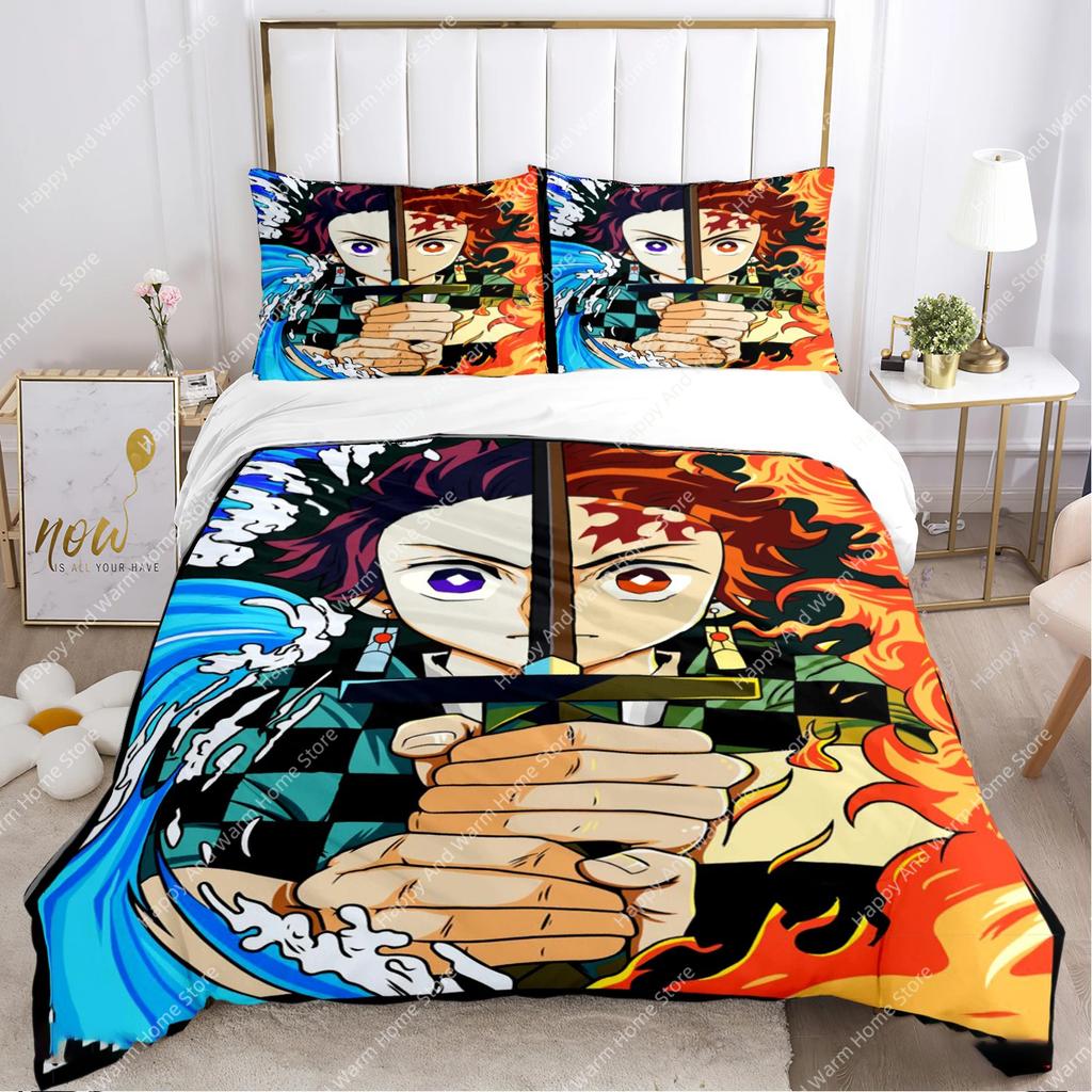Carton D-Demon-Sla Anime Al Season Soft Duvet Cover Comforter Beding Set Soft Comfortable Quilt Cover Plus Pilowcases Single/Double/Quen/King