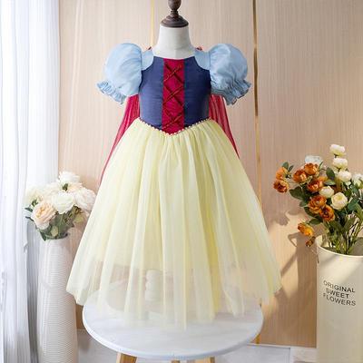 Hot Sale Snow White Princess Puff Sleeve Mesh Cape Lolita Girls Dress