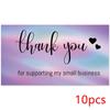 10-50pcs Thank You Cards for Supporting My Small Business Holographic Rainbow Card for Retail Store Goods Customer Package card