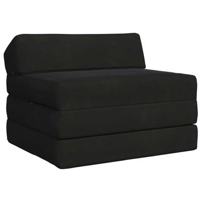 Folding Sofa Bed Black 200 X 70 X 10 Cm Velvet
