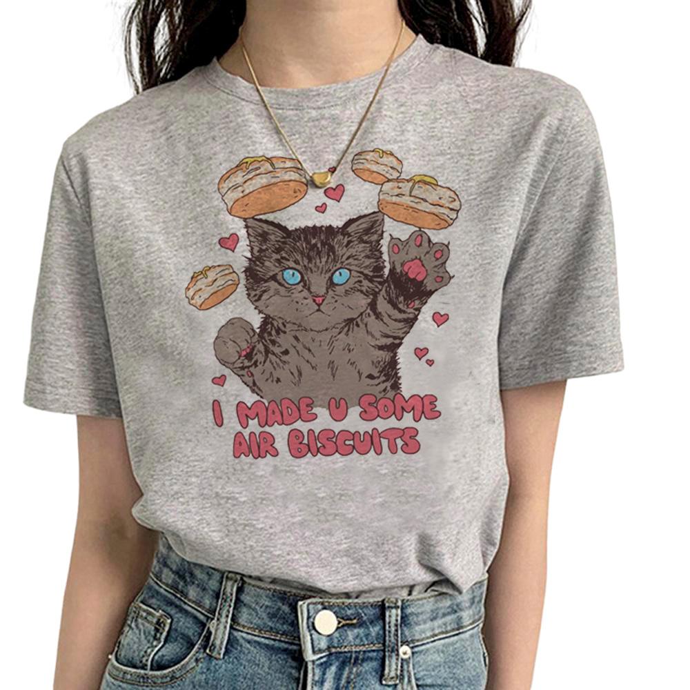 Funny Cat T Shirt Women Comic Tee Girl Funny Clothing