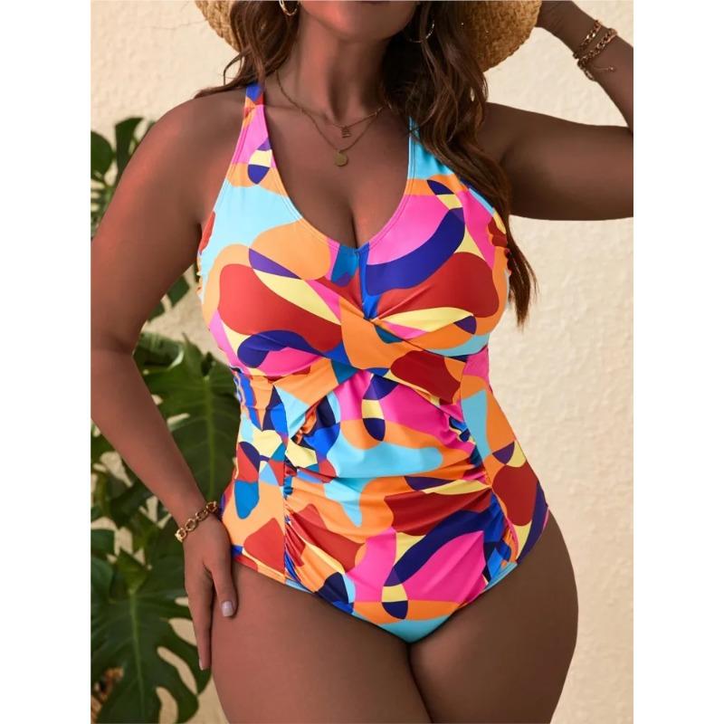 One Piece Große Größen Bikini mit Hoher Taille Damen Push-Up Große Größe Badeanzug Sommer Mujer Große Größe Bauchkontrolle Badebekleidung Bikini-Sets