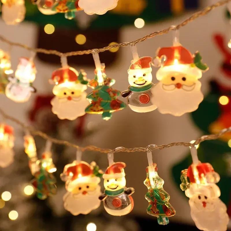 2025 Christmas Lights String Battery-operated Santa Claus Snowman Garland LED Christmas Decoration Light Party New Year supplies